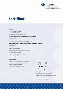 Zertifikat BGHW Prüfung von Leitern und Tritten in-Düsseldorf – BM Prüfservice